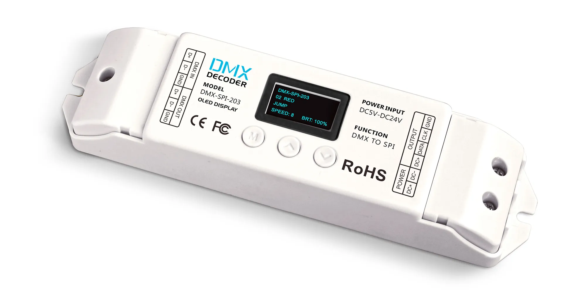 DMX to SPI Converter OLED Display 5/12/24V DC